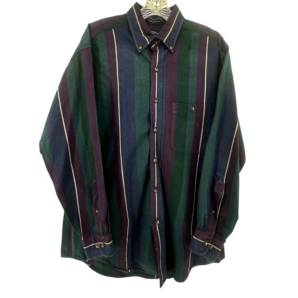 Arrow Windsor Oxford Mens Medium Striped Button Down Shirt Cotton 90s Grunge